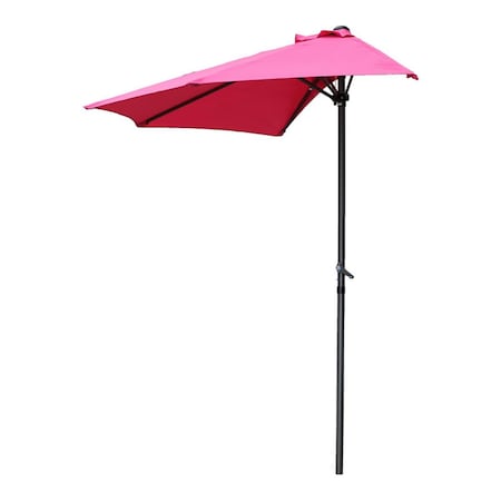 International Caravan 9 ft. Half Round Wall Hugger Umbrella, Bery Berry YF-1147-2.7M-BB